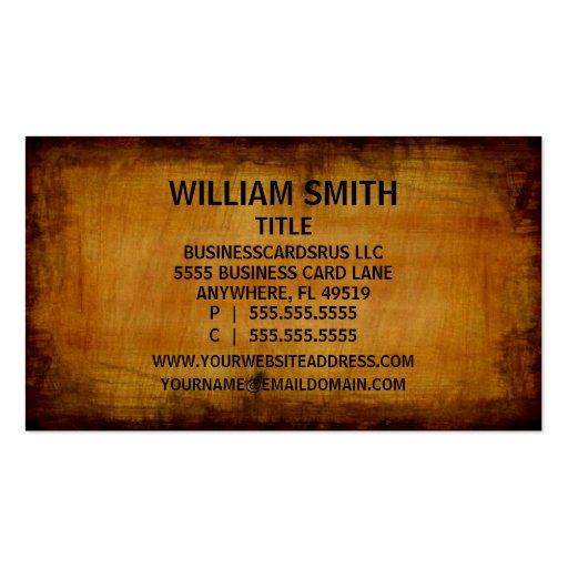 Auctioneer Business Card (back side)