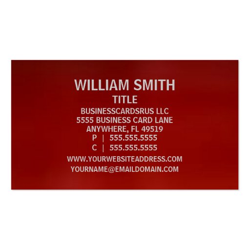 Auctioneer Red Business Card (back side)
