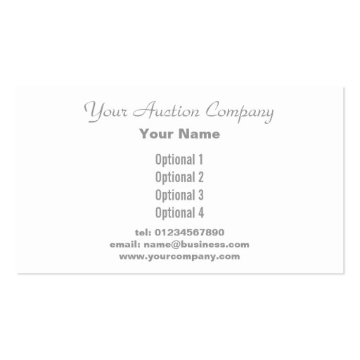 Auctioneer Services Business Cards (back side)