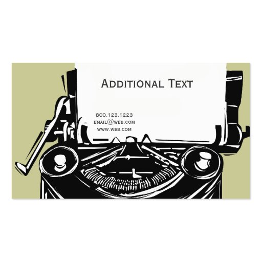Auctioner Writer Paralegal Typewriter Business Card Template (back side)