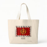 Aude waving flag with name tote bags