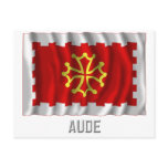 Aude waving flag with name postcards