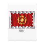 Aude waving flag with name postcards