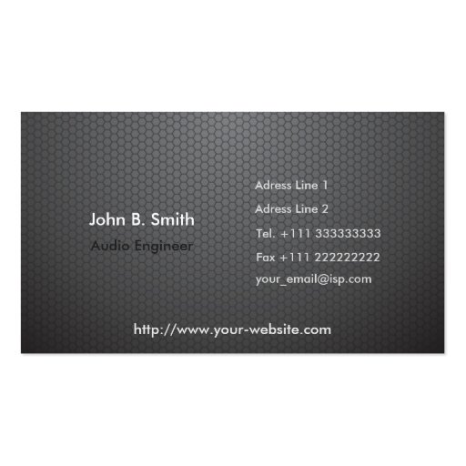Audio Engineer Personal Business Card (front side)