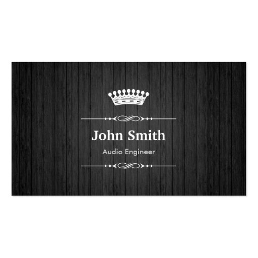 Audio Engineer Royal Black Wood Grain Business Cards (front side)