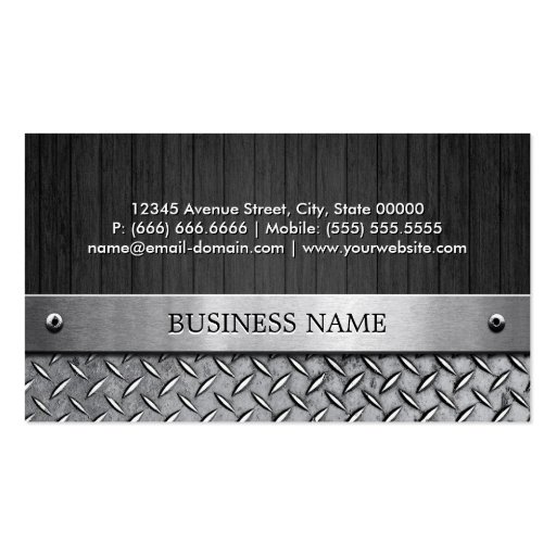 Audio Engineer - Wood and Metal Look Business Card Template (back side)