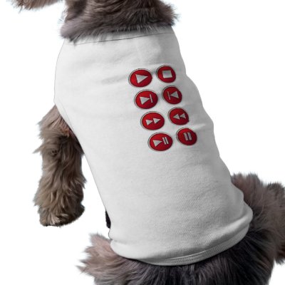 audio / video buttons dog t-shirt by JAM_Design