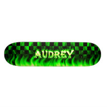 Audrey green fire Skatersollie skateboard.