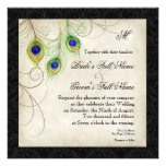 Audrey Jeanne Peacock Feather Black Damask Invite