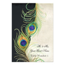 Audrey Jeanne Peacock Feather Black Damask Invite