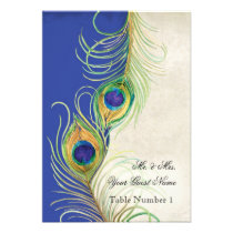 Audrey Jeanne Peacock Feather Blue Damask Invite