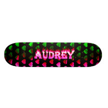Audrey skateboard pink fire and flames design