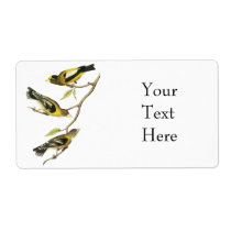 Audubon Evening Grosbeak Shipping Label