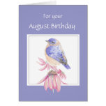 August Birthday, Bluebird & Flower Card