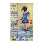 August Birthday Girl at the Beach Post Card
