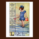 August Birthday Girl at the Beach postcards