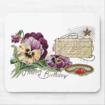 August Birthday Pansies and Sardonyx Ring Mousepads