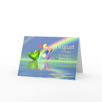 August Birthday Peridot Heart Greeting Card