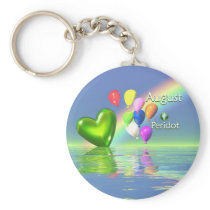 August Birthday Peridot Heart Keychain