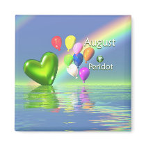 August Birthday Peridot Heart Refrigerator Magnet