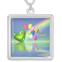 August Birthday Peridot Heart Pendants