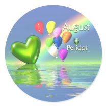 August Birthday Peridot Heart Stickers