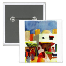 August_Macke - Algier Market 1914 Canvas Pinback Buttons