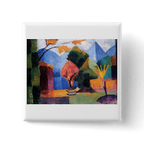 August Macke - Garden at Thuner Lake 1913 oil Pinback Buttons