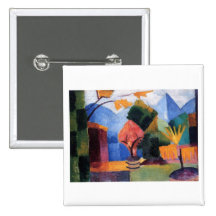 August Macke - Garden at Thuner Lake 1913 oil Pinback Buttons