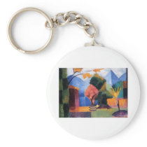 August Macke - Garden at Thuner Lake 1913 oil Keychain