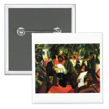 August_Macke - Garden Restaurant 1912 Oil Canvas Pinback Buttons