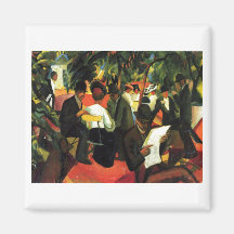August_Macke - Garden Restaurant 1912 Oil Canvas Refrigerator Magnet