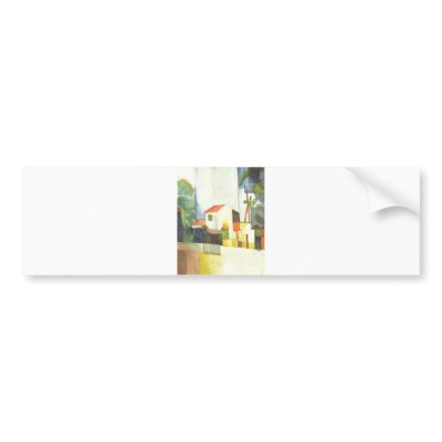 August Macke - Helles Haus 1914 Bright House Bumper Sticker by inquester