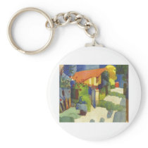 August Macke - House in Garden 1914 Waterolor Keychain