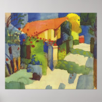 August Macke - House in Garden 1914 Waterolor Print
