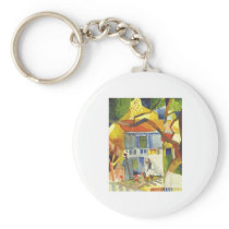 August Macke - Inner Court of Country House 1914 Keychain