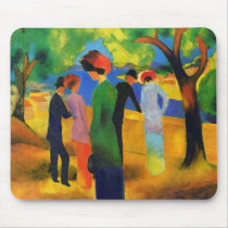 August Macke - Lady in a Green Jacket mousepads by tartanphoenix August Macke - Lady in a Green Jacket mousepads