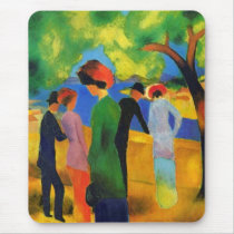 August Macke - Lady in a Green Jacket mousepads by tartanphoenix August Macke - Lady in a Green Jacket mousepads