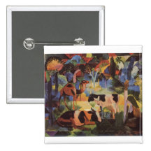 August_Macke - Landscape w/ Cows and Camel 1914 Pinback Buttons