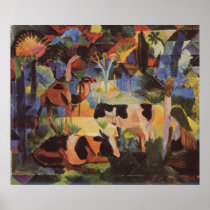 August_Macke - Landscape w/ Cows and Camel 1914 Print