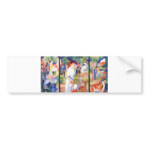 August Macke - Large Zoo Garden Triptychon 1913 Bumper Sticker