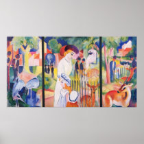 August Macke - Large Zoo Garden Triptychon 1913 Posters