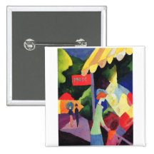 August Macke -  Modefenster 1913 watercolor Pinback Button