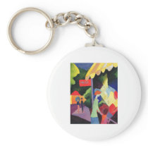 August Macke -  Modefenster 1913 watercolor Keychain