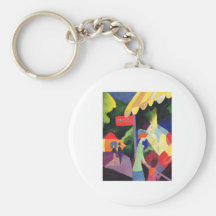 August Macke -  Modefenster 1913 watercolor Keychain