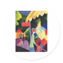 August Macke -  Modefenster 1913 watercolor Round Sticker