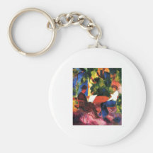 August_Macke - Paar am Gartentisch 1914 Oil Canvas Key Chain