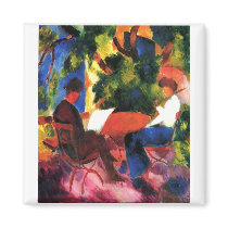 August_Macke - Paar am Gartentisch 1914 Oil Canvas Magnets