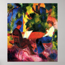 August_Macke - Paar am Gartentisch 1914 Oil Canvas Posters