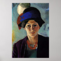 August Macke - Portrait Woman of Artist & Hat 1909 Print